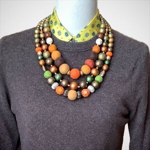 LENORA DAME Multi-Strand Chunky Bead Statement Necklace Fall Autumn Pumpkin